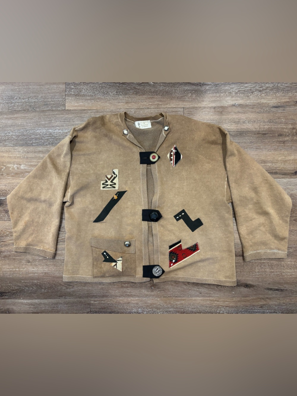 Rare Vintage 90s Creative Coyote Southwestern Wearable Art Cardigan Jacket